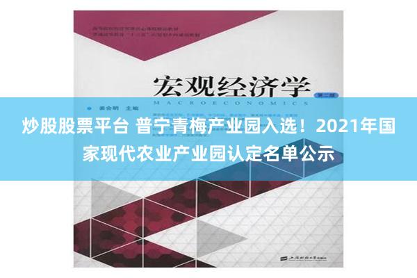 炒股股票平台 普宁青梅产业园入选！2021年国家现代农业产业园认定名单公示