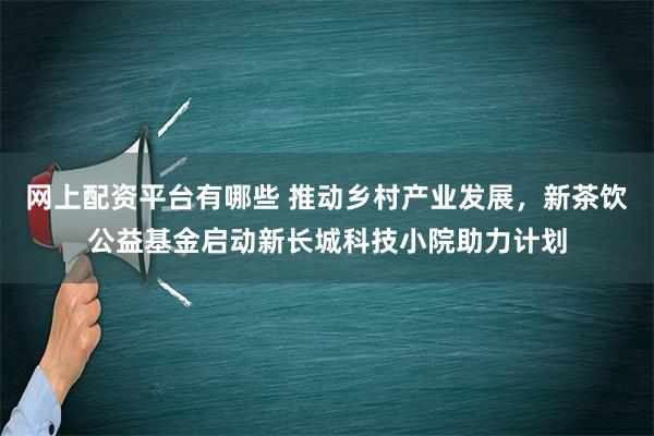 网上配资平台有哪些 推动乡村产业发展，新茶饮公益基金启动新长城科技小院助力计划