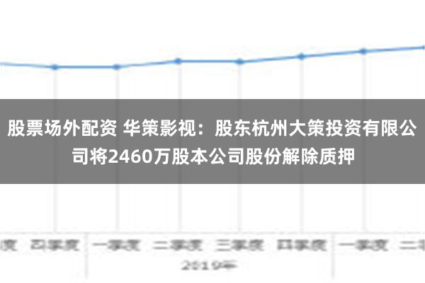 股票场外配资 华策影视：股东杭州大策投资有限公司将2460万股本公司股份解除质押