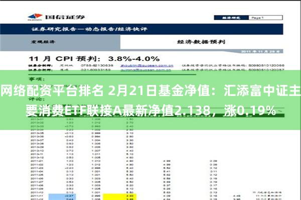 网络配资平台排名 2月21日基金净值：汇添富中证主要消费ETF联接A最新净值2.138，涨0.19%